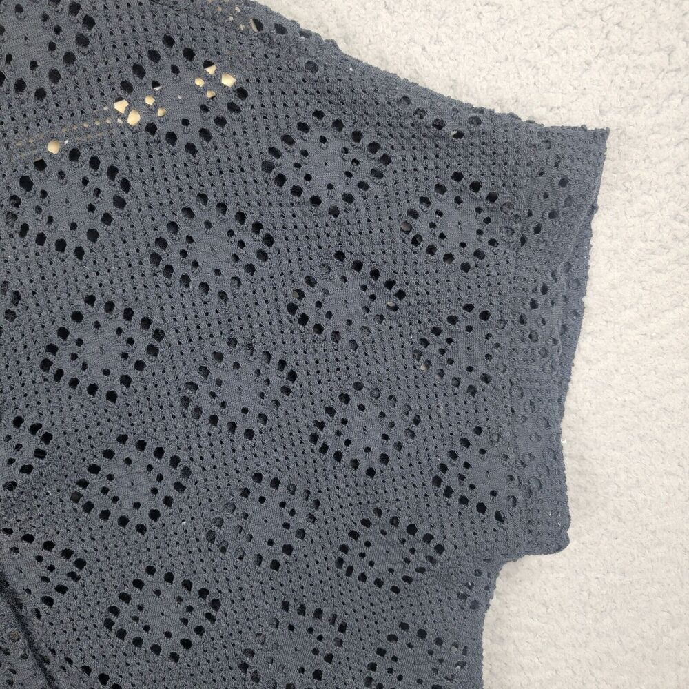 R & R Sport Swim Cover Up Women S Black Crochet Metal Buttons Beach Boho Vintage - Picture 8 of 16